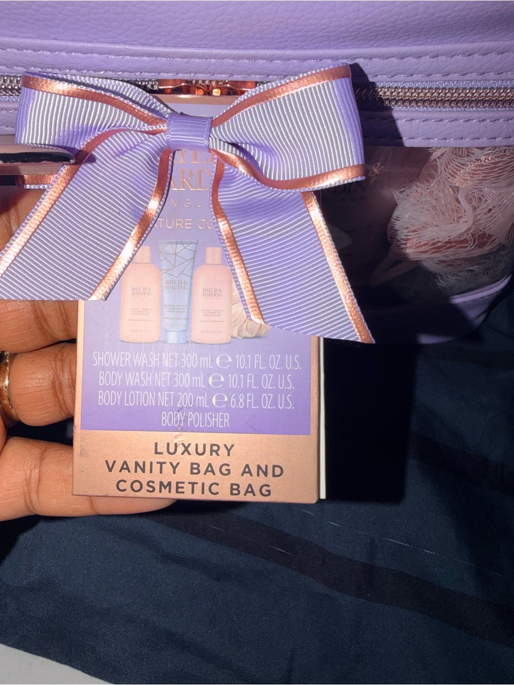 Lavender Ribbon Cosmetic Vanity Bag